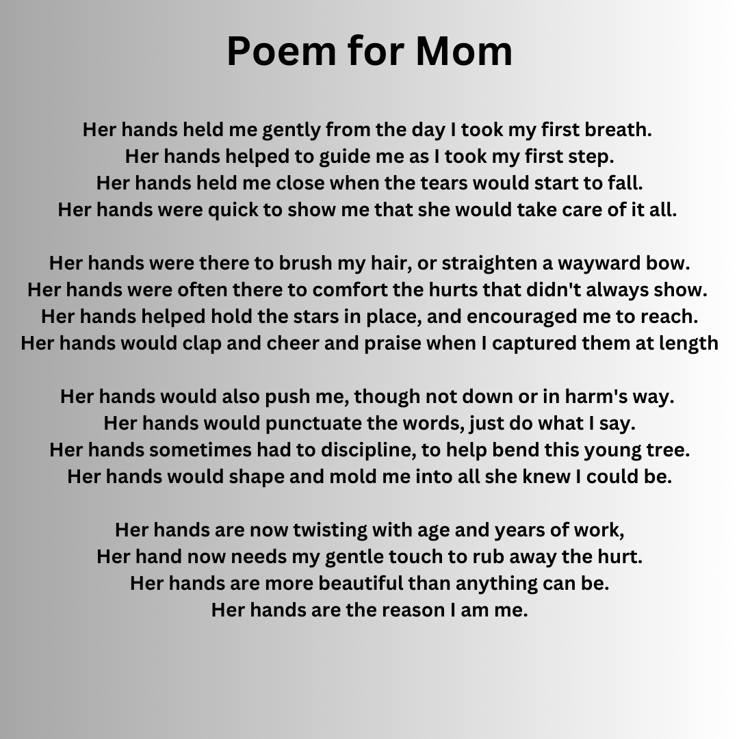 Poem for Mom Engraved on Wood